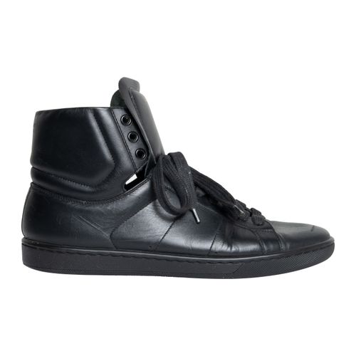 Saint Laurent Black Leather High Top Sneakers
