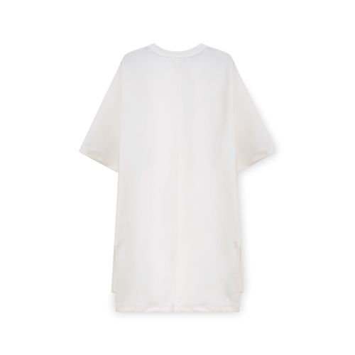 White Drop Tail Side Slit Short Sleeve T-shirt