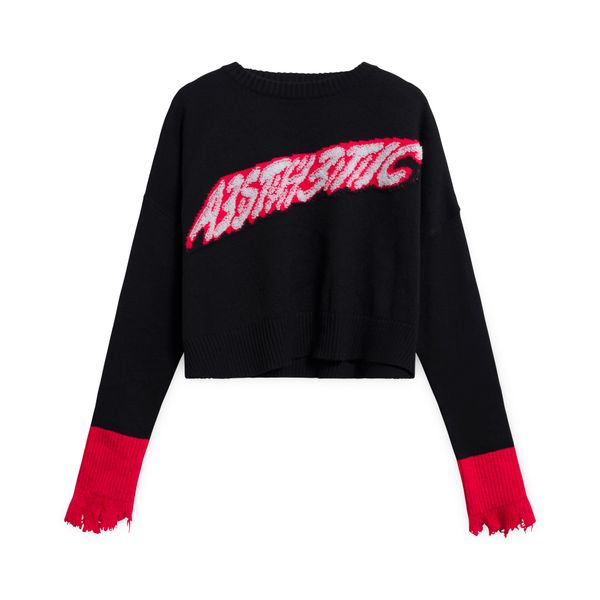 Vintage Diesel Knit Sweater with Text - Black