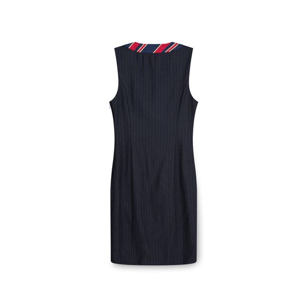 Moschino Navy Wool Tie Dress