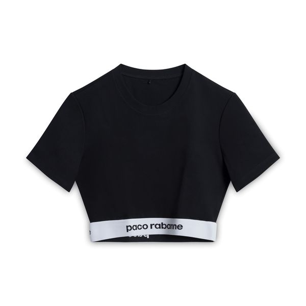 Paco Rabanne Sheathing Logo Crop Top - Black