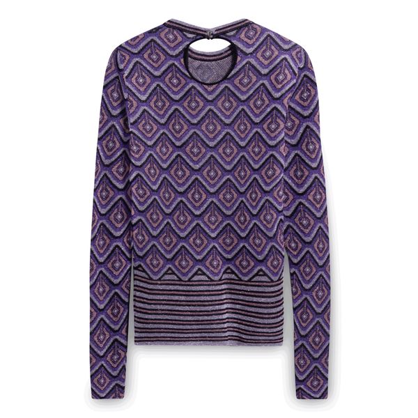 Paco Rabanne Purple Jacquard Geometric Top