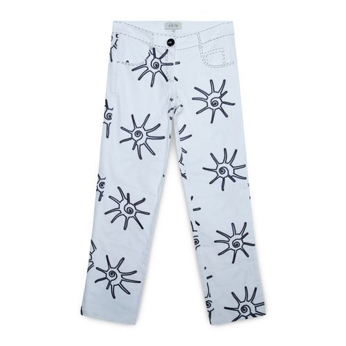 Anim Sun Embroidered White Jeans