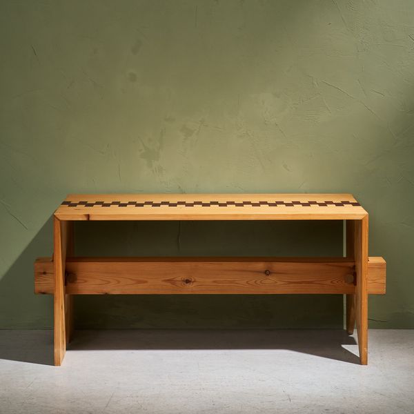 Bench or Table in Duo-Tone Wood, Pine and Teak, Sweden, 1970s
