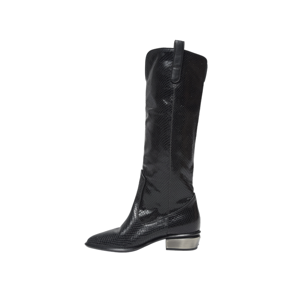 Black Leather Knee Boots