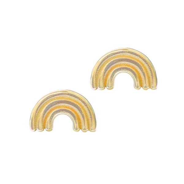 14k Yellow Gold Rainbow Stud Earrings