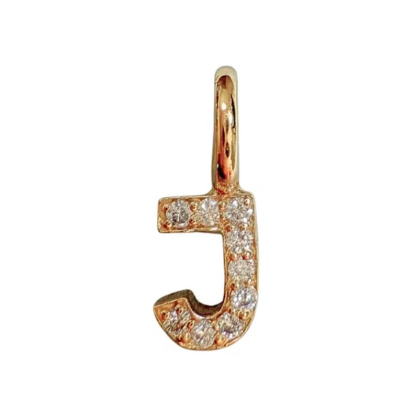 Imperfect Grace 14k Yellow Gold Diamond Mini Initial Charm – J