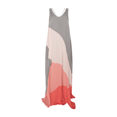 Halston Colorblock Grey and Pink Maxi Dress