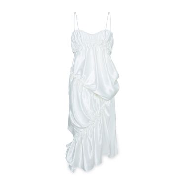 White Silk Elastic Dress