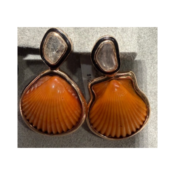 DEZSO Clam Shell Polki Diamond Earrings