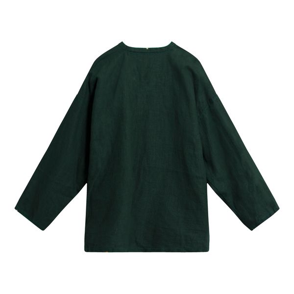 Traditional Thai Dark Green Long-sleeve Jacket