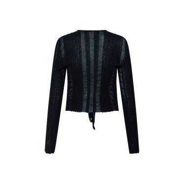 Chanel Black Long Sleeve Front Tie Top