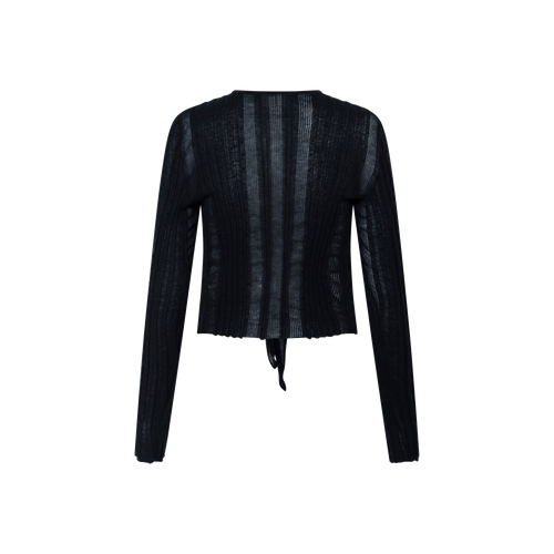 Chanel Black Long Sleeve Front Tie Top