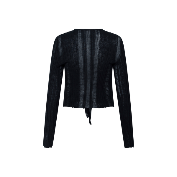 Chanel Black Long Sleeve Front Tie Top