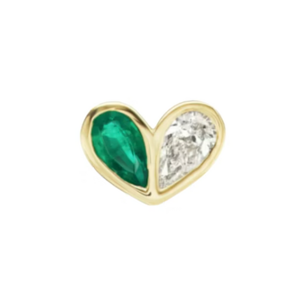 Gemella Jewels 18k Emerald and Diamond Sweetheart Stud, Single