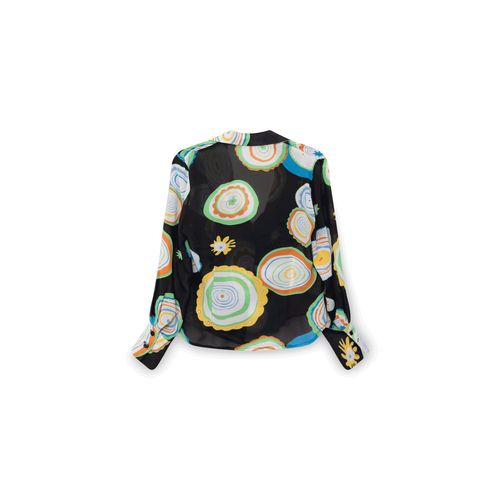 Wide-Collared Floral Print Shirt