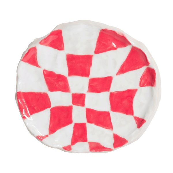 Psyche Red Checkerboard Dish