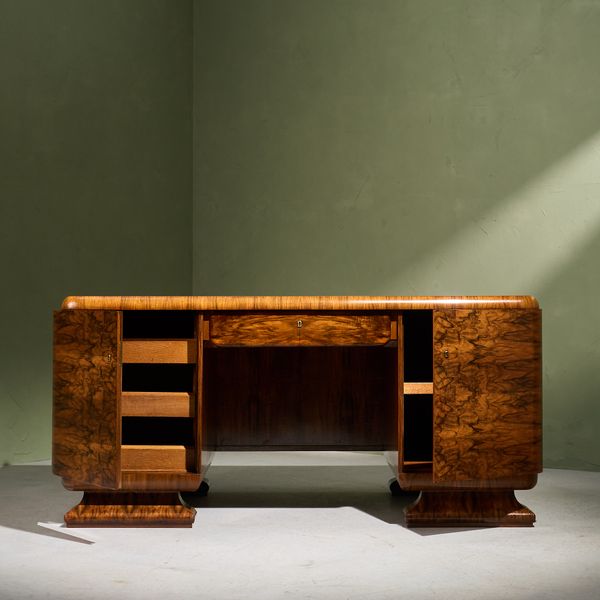 Restored Art Deco Desk in Walnut, Europe 1930s
