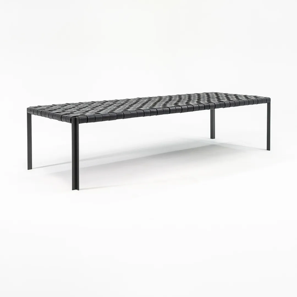 Black Lavern TG18 Long Woven Leather Bench by Gratz Industries, 2021