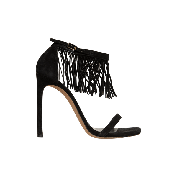 Stuart Weitzman Black Fringe Heels