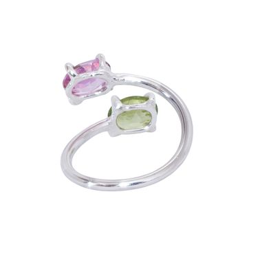 Bestie Ring - Pink Topaz & Green Peridot