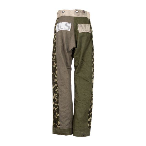 Reconstructed Military Tarp & Louis Vuitton Murakami Scarf Pants by JC Choe