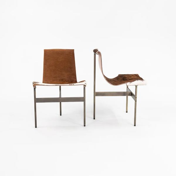 Pair of Brown and White Hair TG-10 Sling Dining Chairs by Gratz Industries, 2021