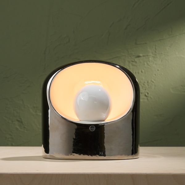 Rare 'Venezia' Ceramic Table Lamp in Silver by Marcello Cuneo and SC3 for Phillips, Italy, 1970s