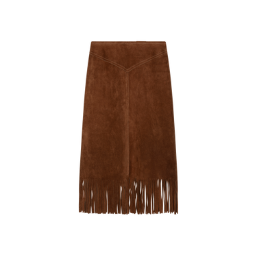 Vintage Brown Suede Midi Cowgirl Skirt