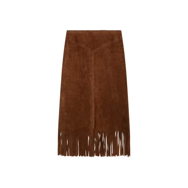 Vintage Brown Suede Midi Cowgirl Skirt