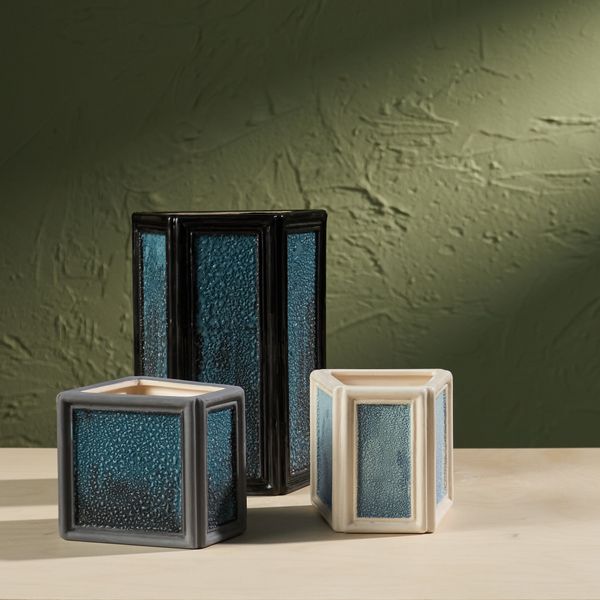 'Window' Series, Set of Three Glazed Ceramic Sculptures in Black and Blue by Eunsol Kim, The Netherlands, 2025