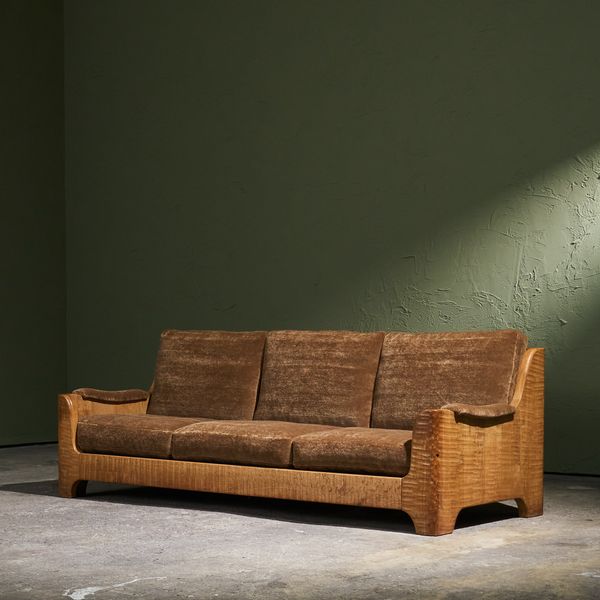 Oak Wooden Three Seater in Mohair, Belgium