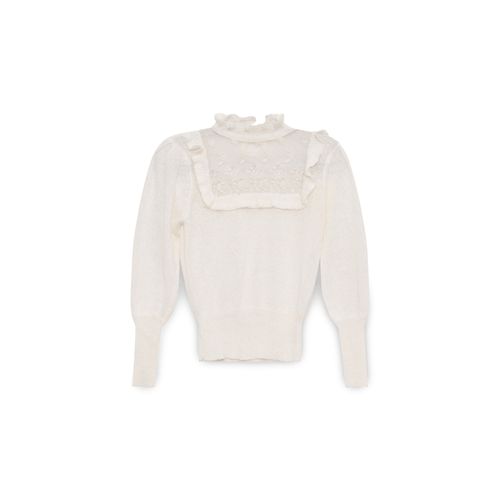Vintage White Mesh Detailed Sweater