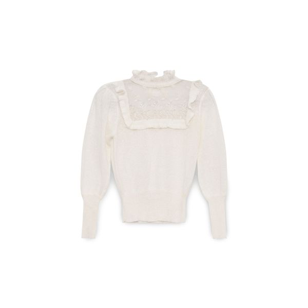 Vintage White Mesh Detailed Sweater