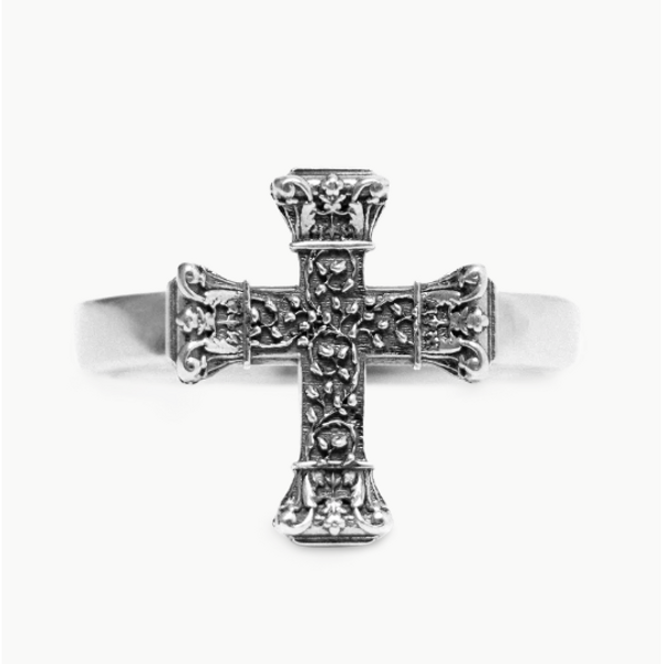 Floral Cross Icon Ring