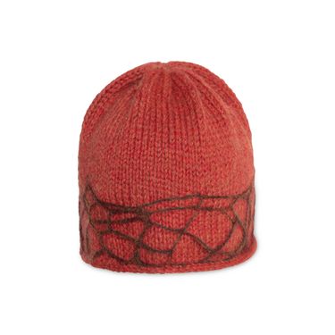 Distressed Beanie in Rust Red