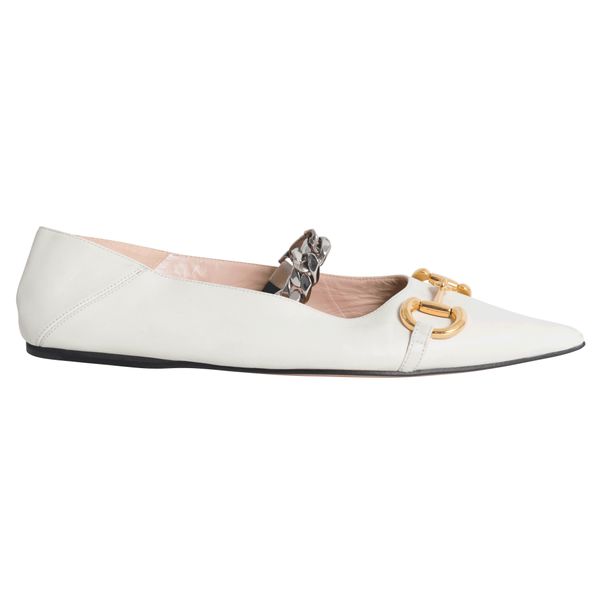 GUCCI Deva Horsebit & Chain Convertible Pointed Toe Ballet Flat