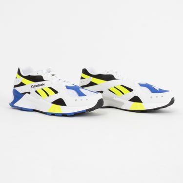 Reebok Aztrek Sneaker in White/Black/Cobalt/Yellow