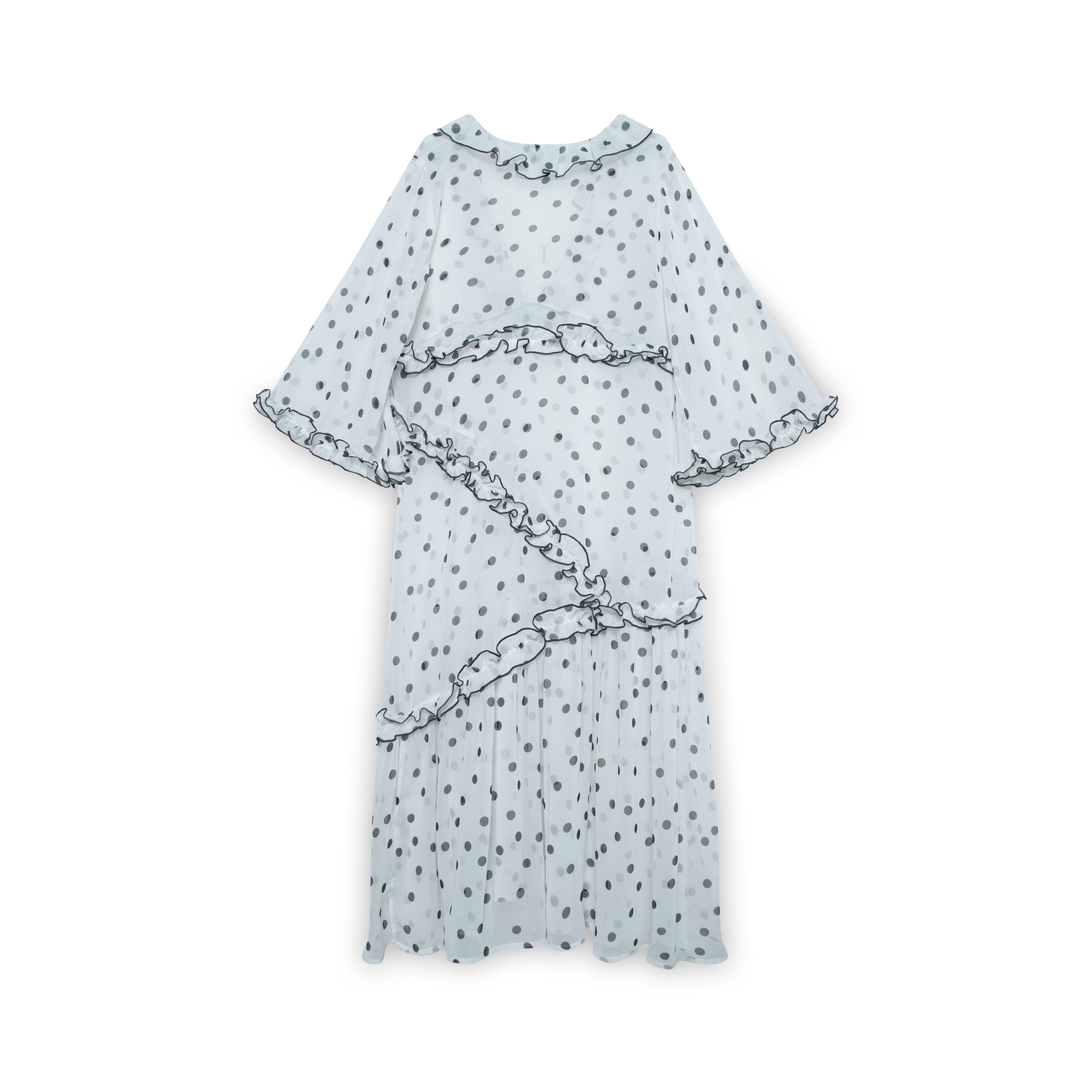 Ganni polka dot shops ruffle dress