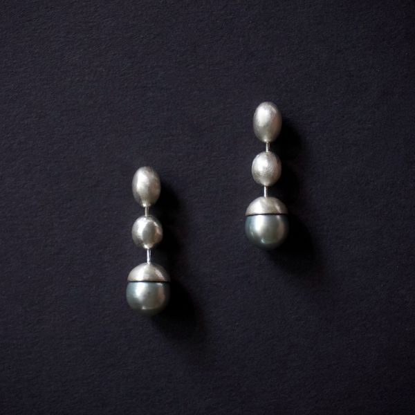 Green Tahitian pearl drop earrings