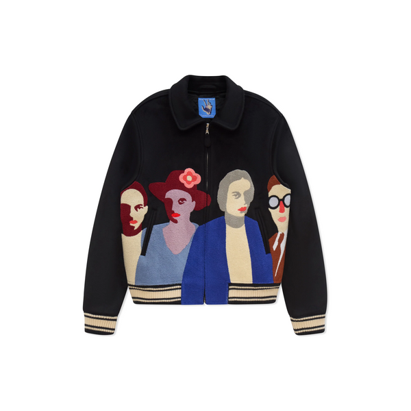 Patchwork Portraits Wool Varsity Jacket