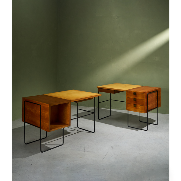 Pair of Duo-Tone Writing Desk by Taichiro Nakai for La Permanente Mobili Cantù, Italy, 1955