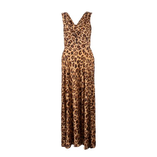Azeeza Saunder Leopard Silk Midi Dress