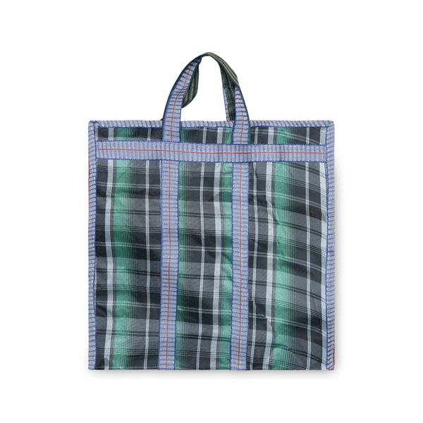 Bode Green and Black Plaid Tote Bag