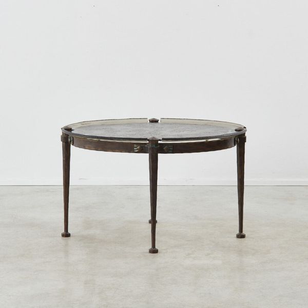 Lothar Klute Forged Bronze & Cast Glass Coffee Table, Germany, 1980s