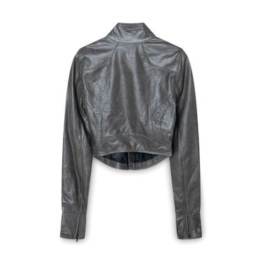 Grey Leather Moto Jacket