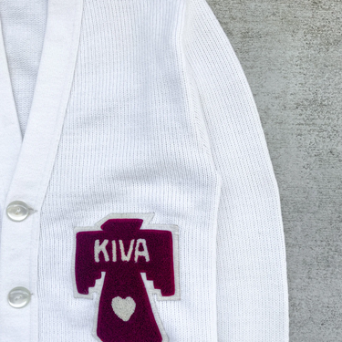 1960s Kiva White Letterman Cardigan Sweater