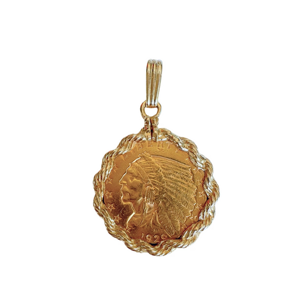 Vintage 1929 Native American Gold Coin Pendant