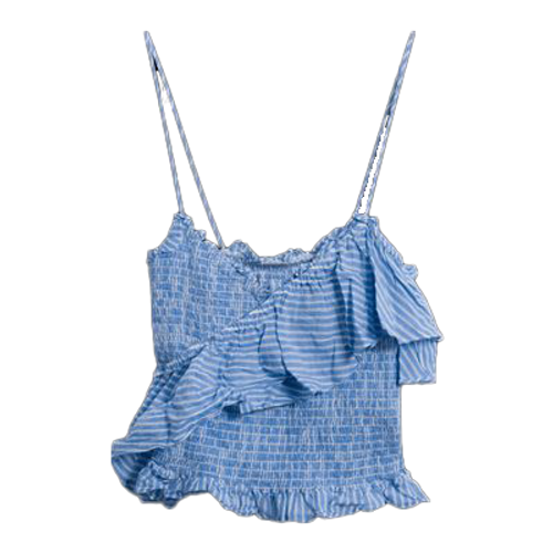 cinq a sept Smocked Ruffle Crop Top 