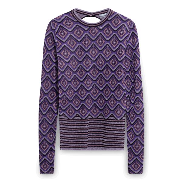 Paco Rabanne Purple Jacquard Geometric Top